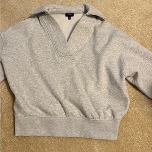 Express Light Gray V-Neck Women's Sweater